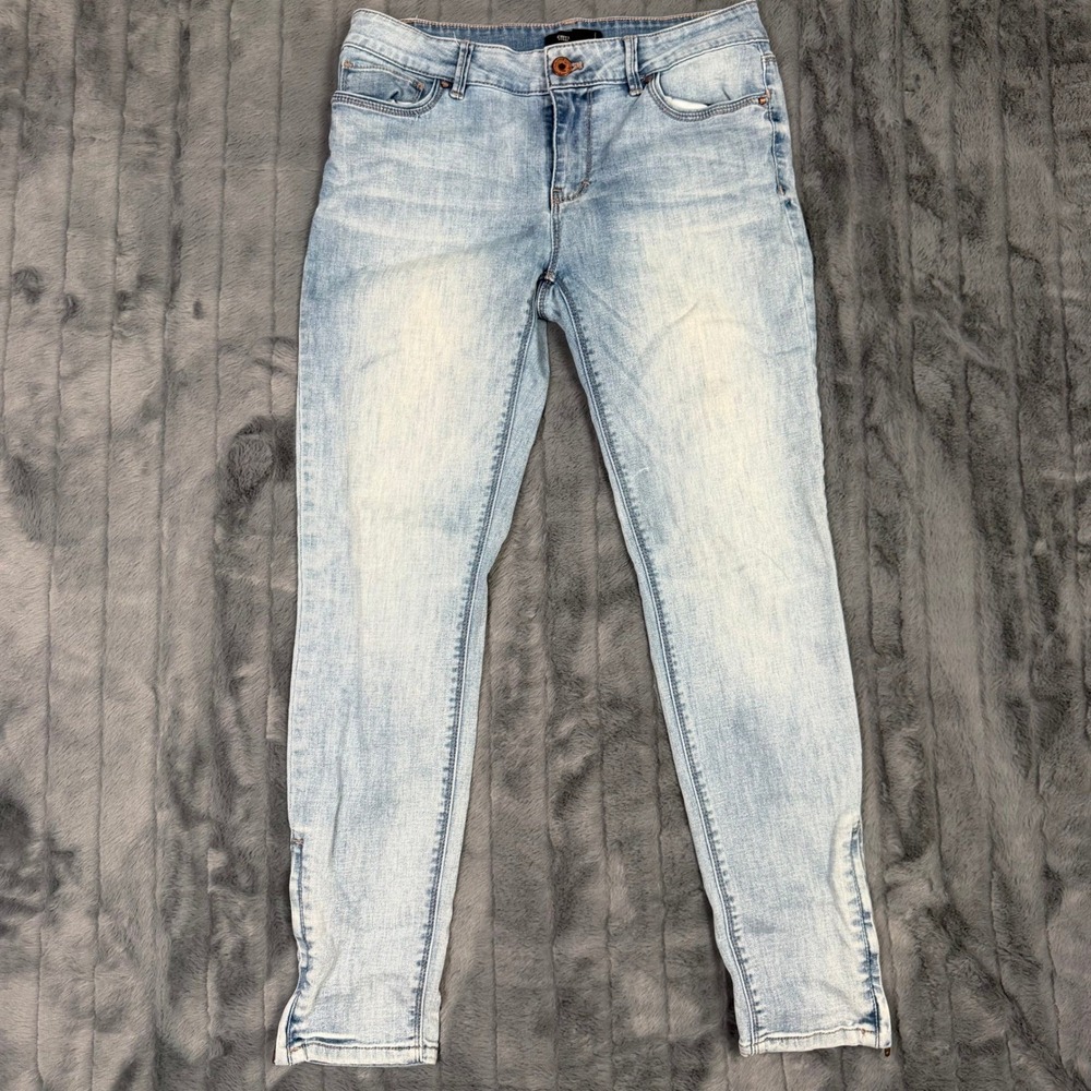 White House Black Market Skimmer Jeans Light Wash Ankle Zip Skinny Denim Size 6
